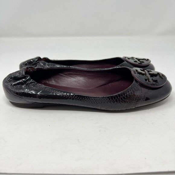 Tory Burch Reva Plum Burgundy Patent Leather Ballet Flats Women’s 8.5 - Picture 6 of 12